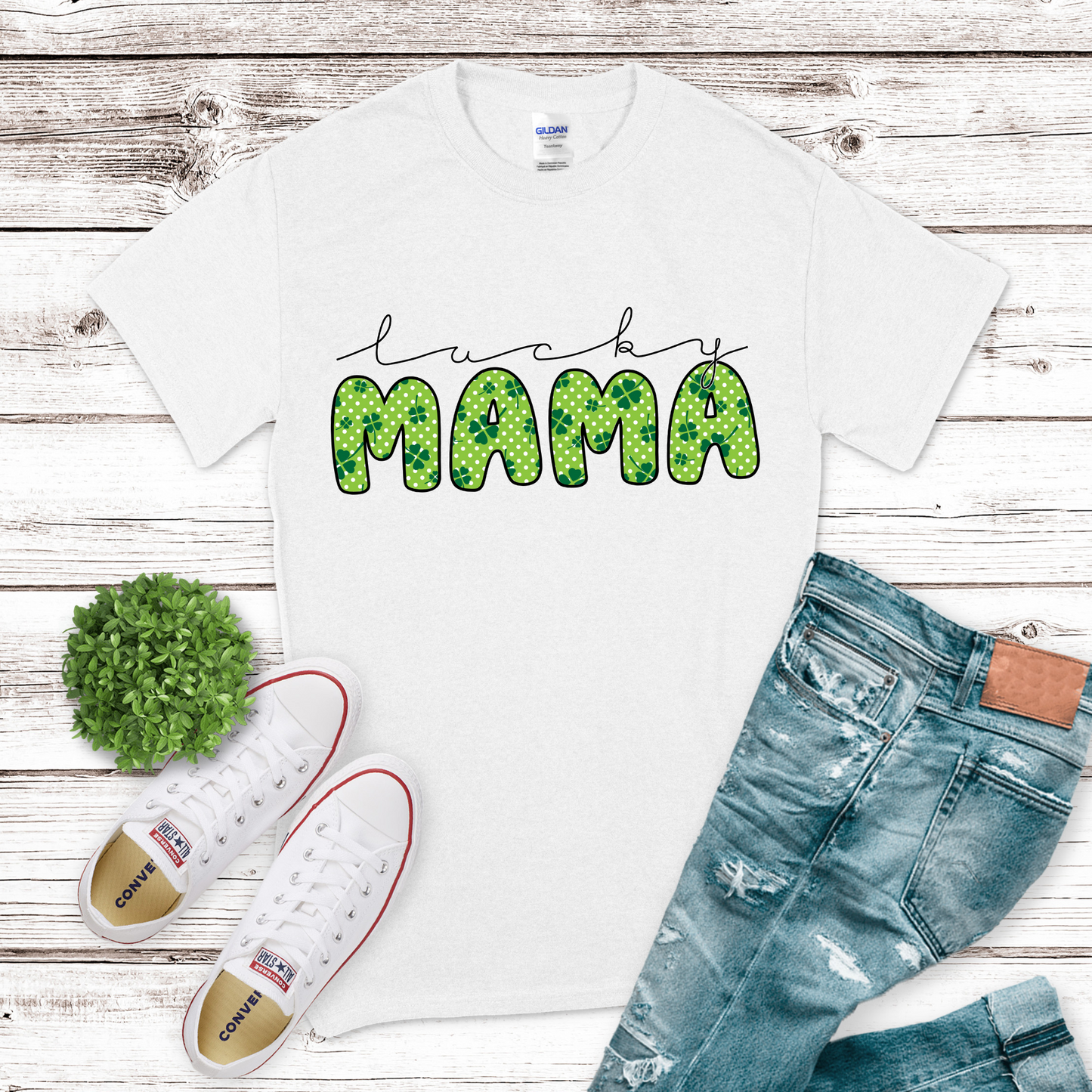 Lucky Mama Retro Clover Transfer