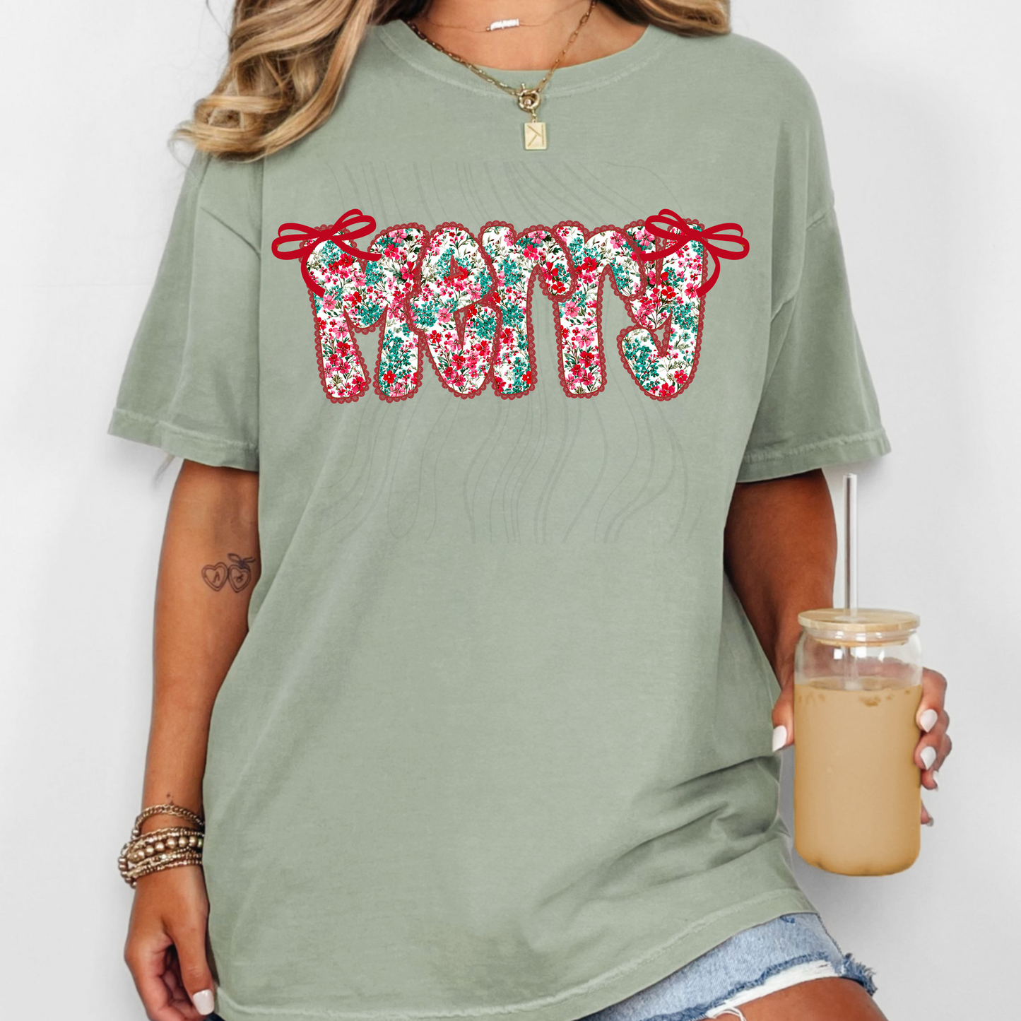 Merry Christmas Floral Lace Coquette Transfer