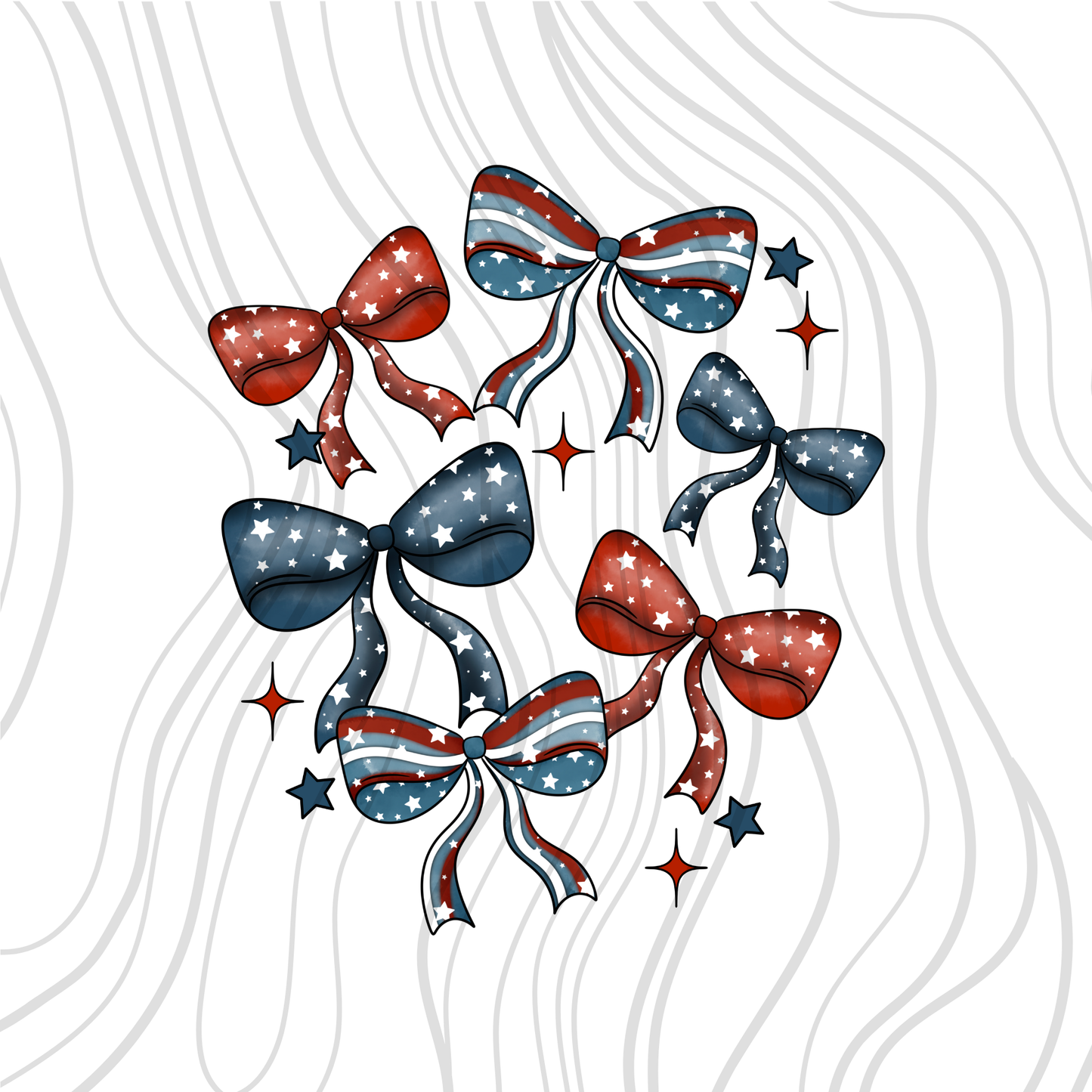 4th Of July Bow Collage Transfer
