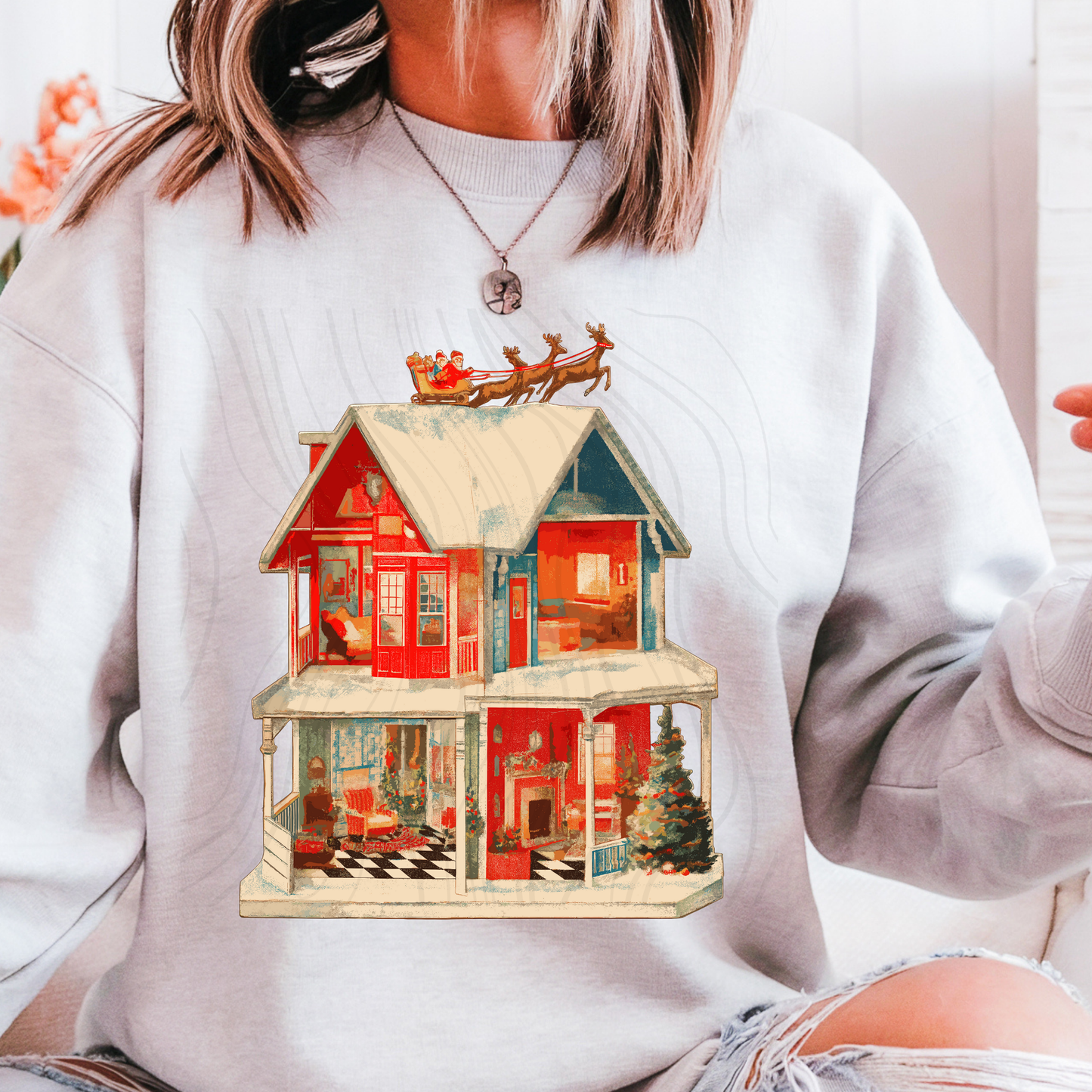 Vintage Christmas House Transfer