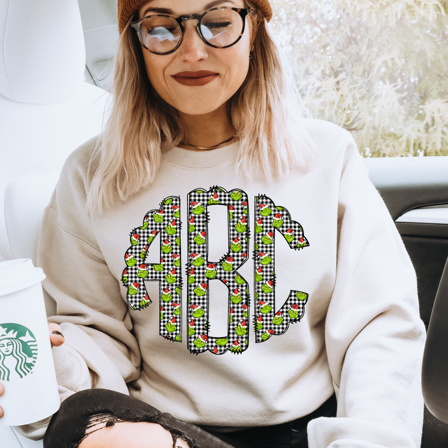 Black & White Plaid Gman - Custom Monogram Transfer