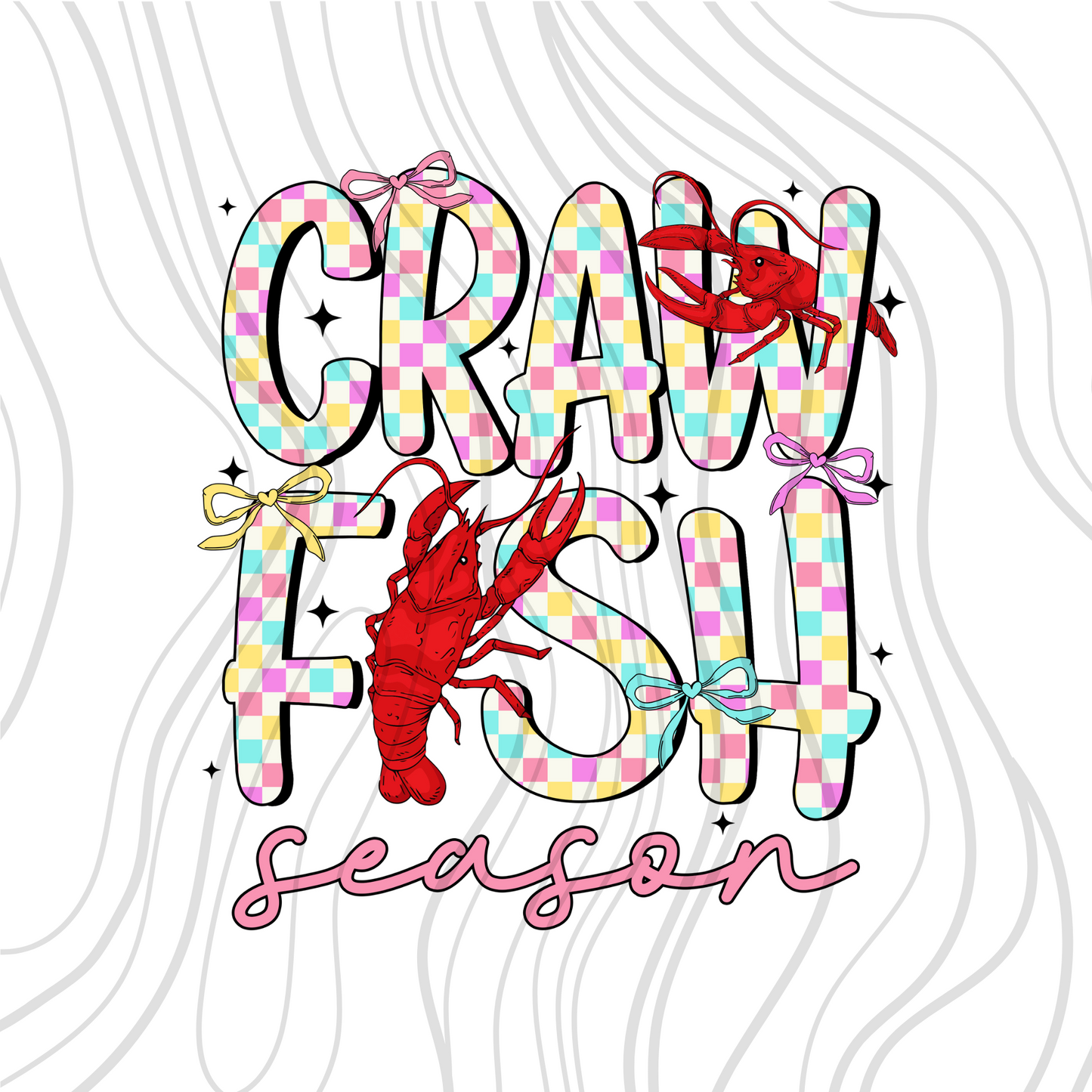 Crawfish Season Pastel Checkered Transfer