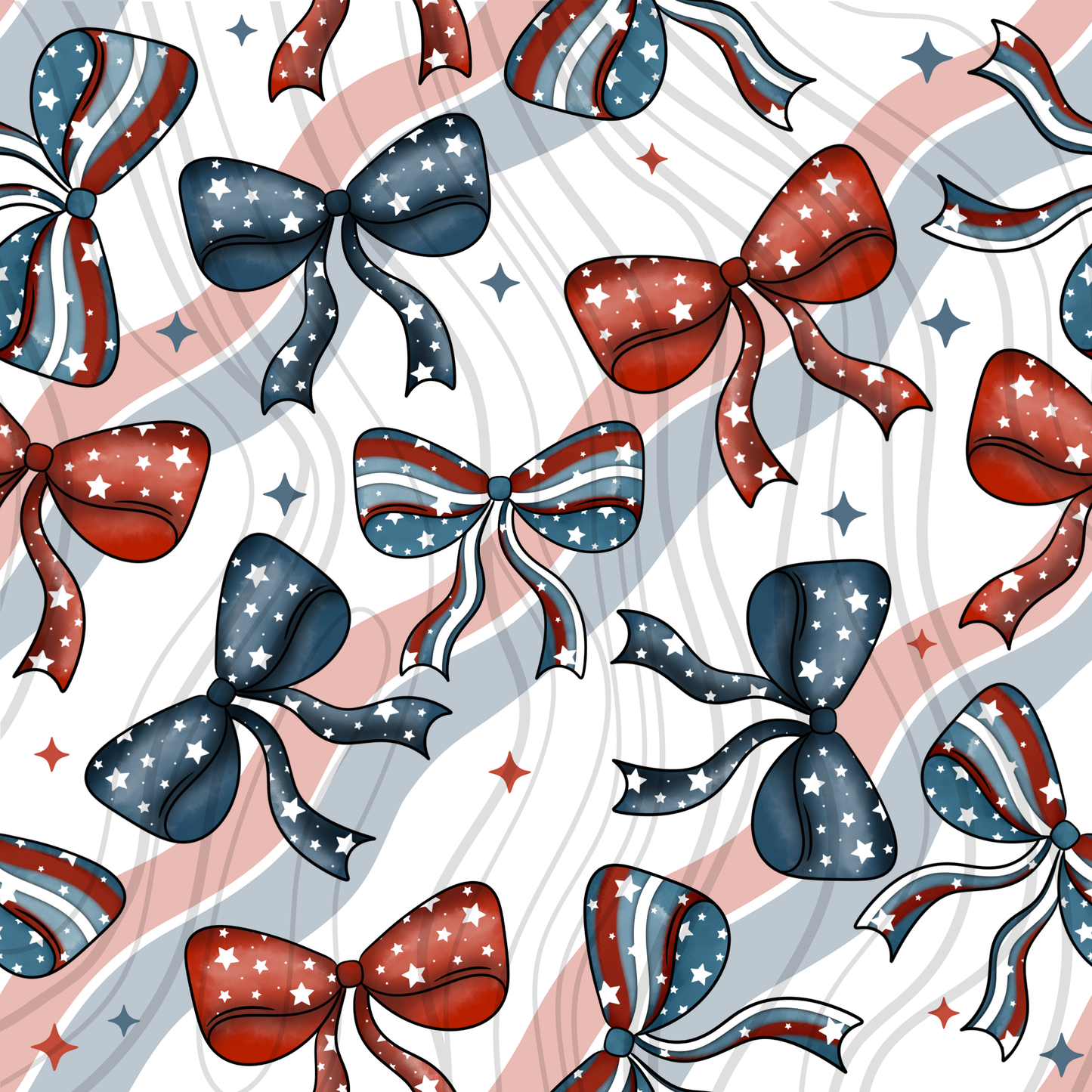 4th Of July Bow Seamless Transfer