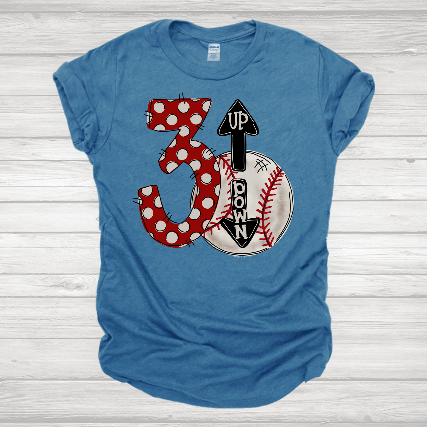 3Up 3Down Baseball Transfer