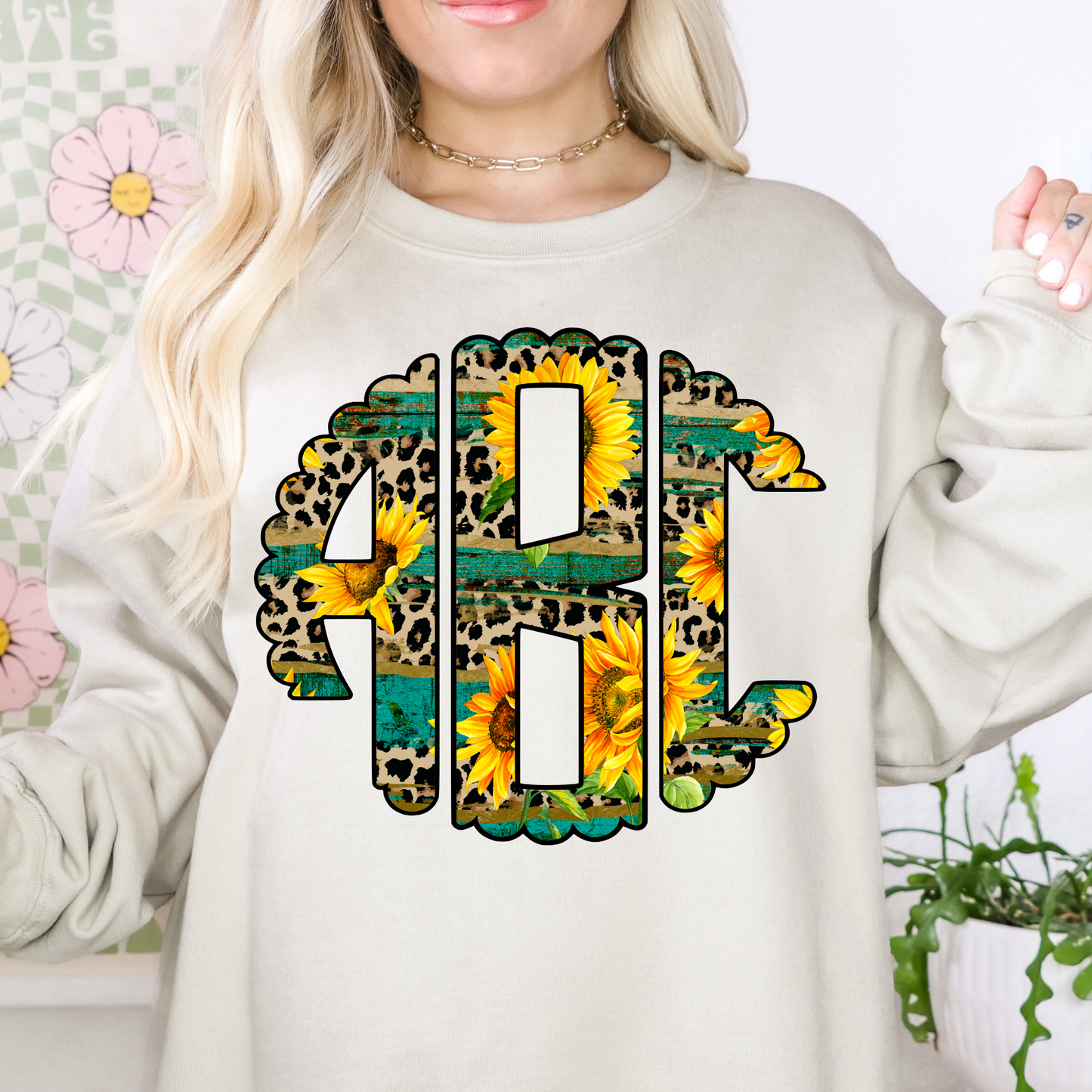 Sunflower Leopard - Custom Monogram Transfer