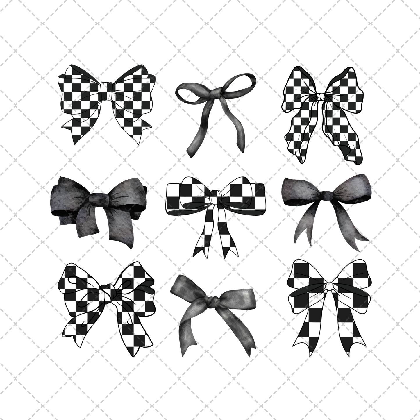 Checkered Black Bows Transfer