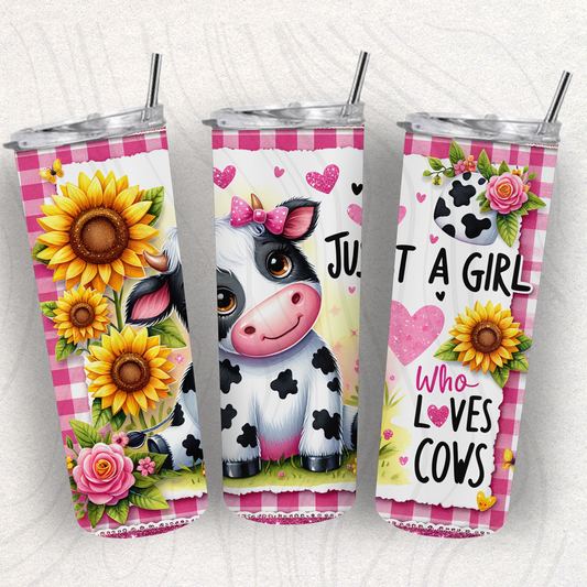 Girl Who Loves Cows Tumbler Wrap Transfer