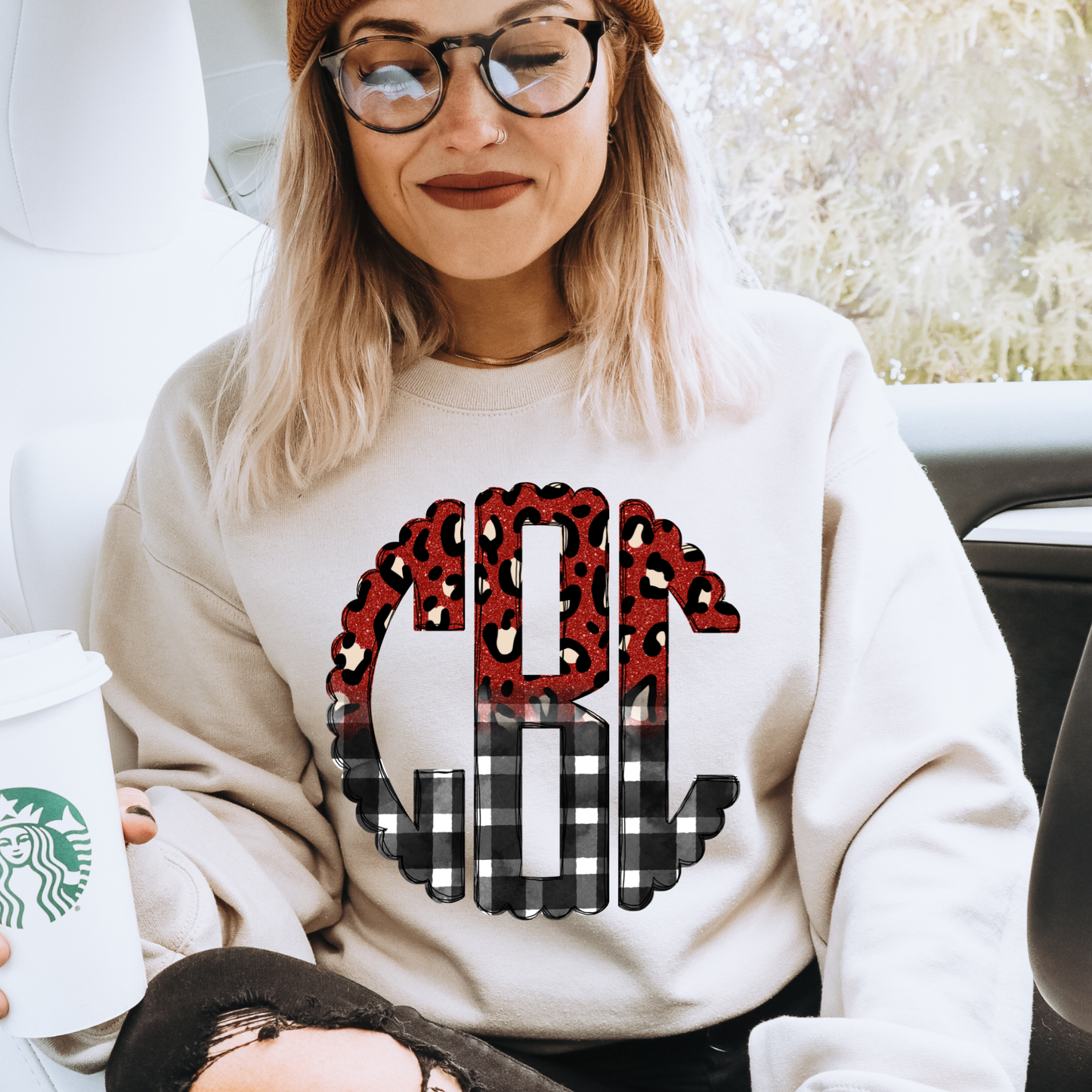 Red Leopard Plaid - Custom Monogram Transfer