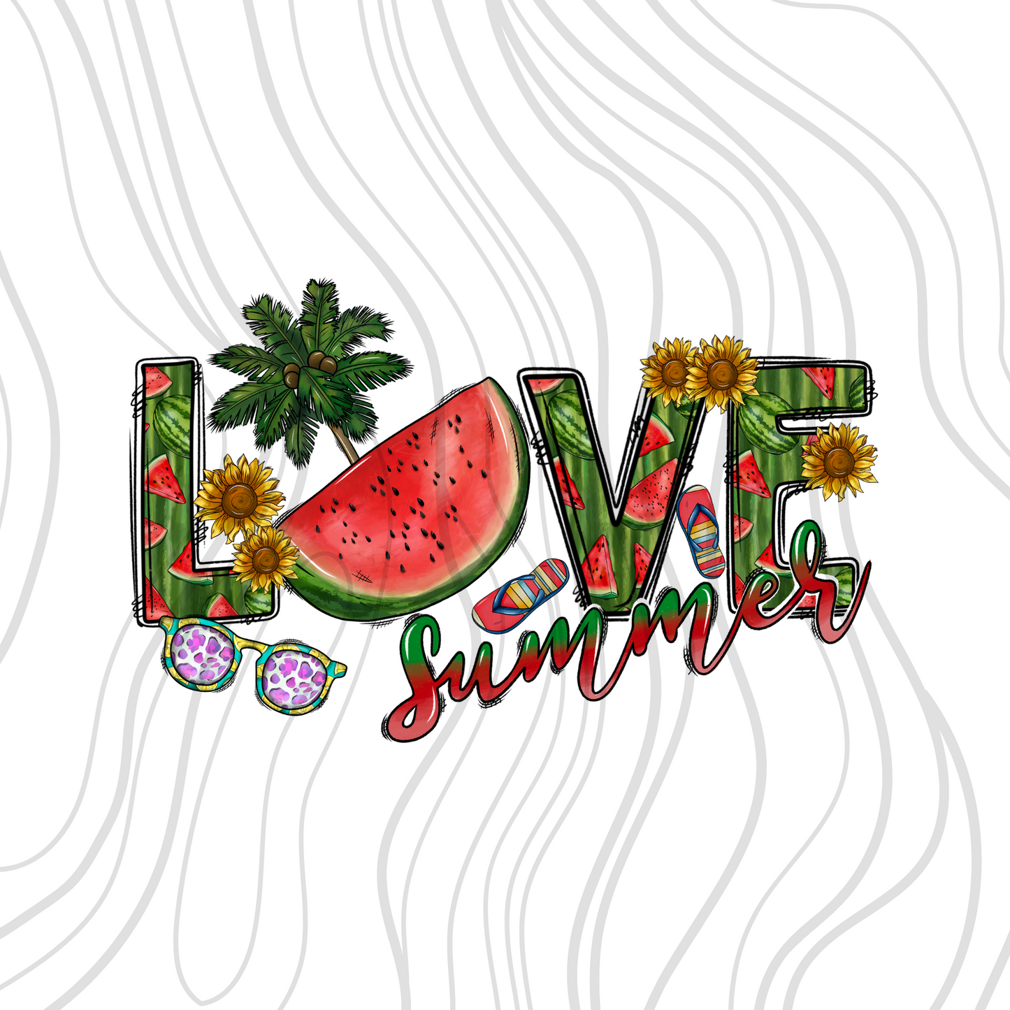 Love Summer Watermelon Transfer