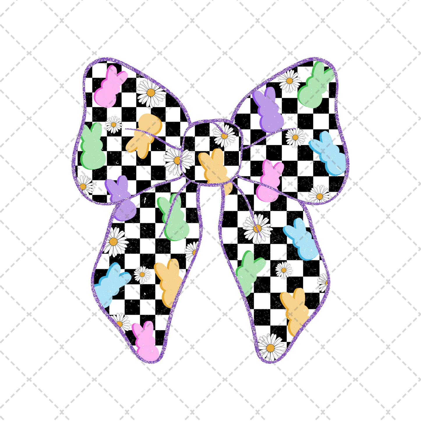 Checkered Easter Bow Transfer