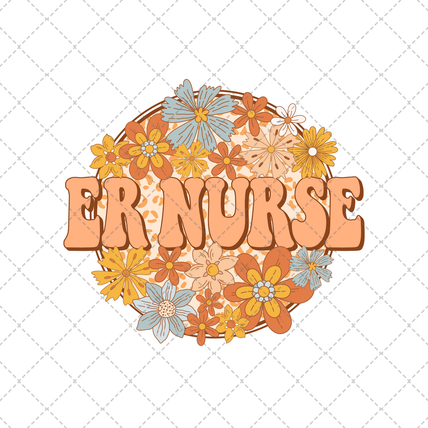 ER Nurse Floral Circle Transfer