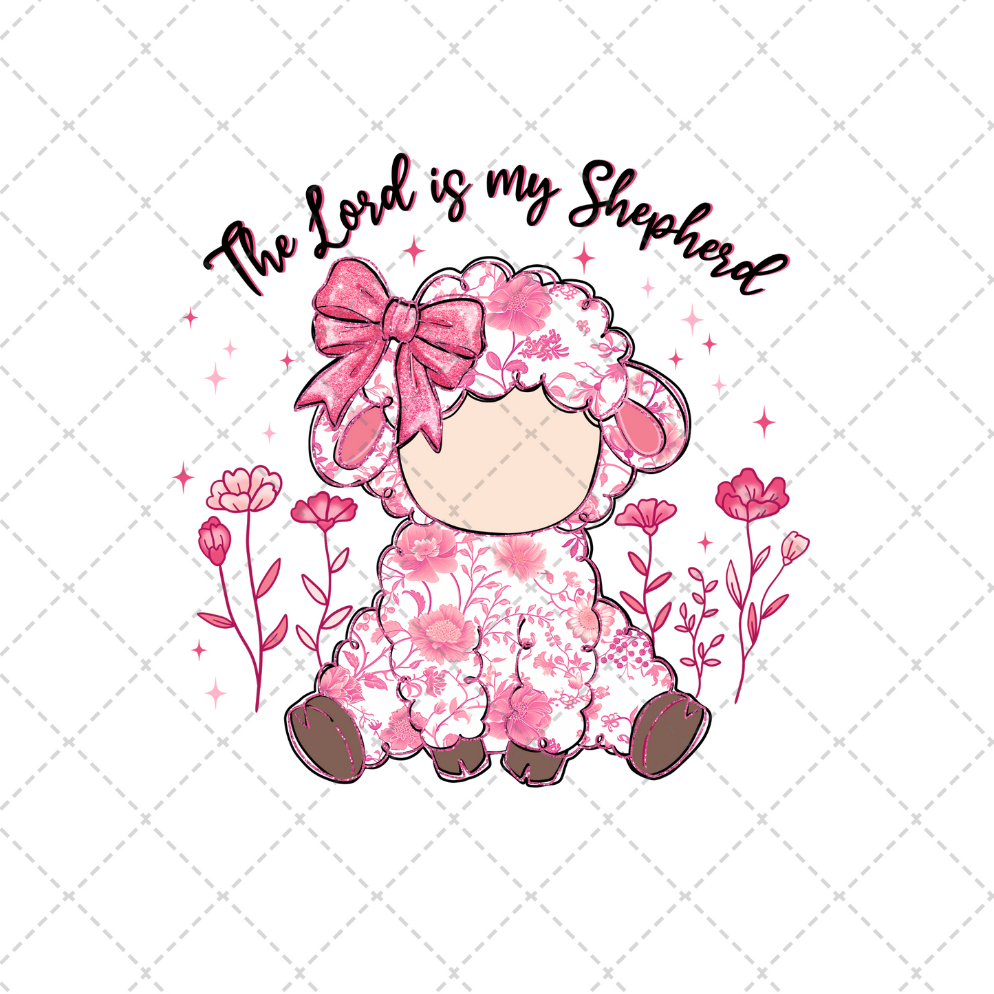Pink Floral The Lord Is My Shepherd Transfer