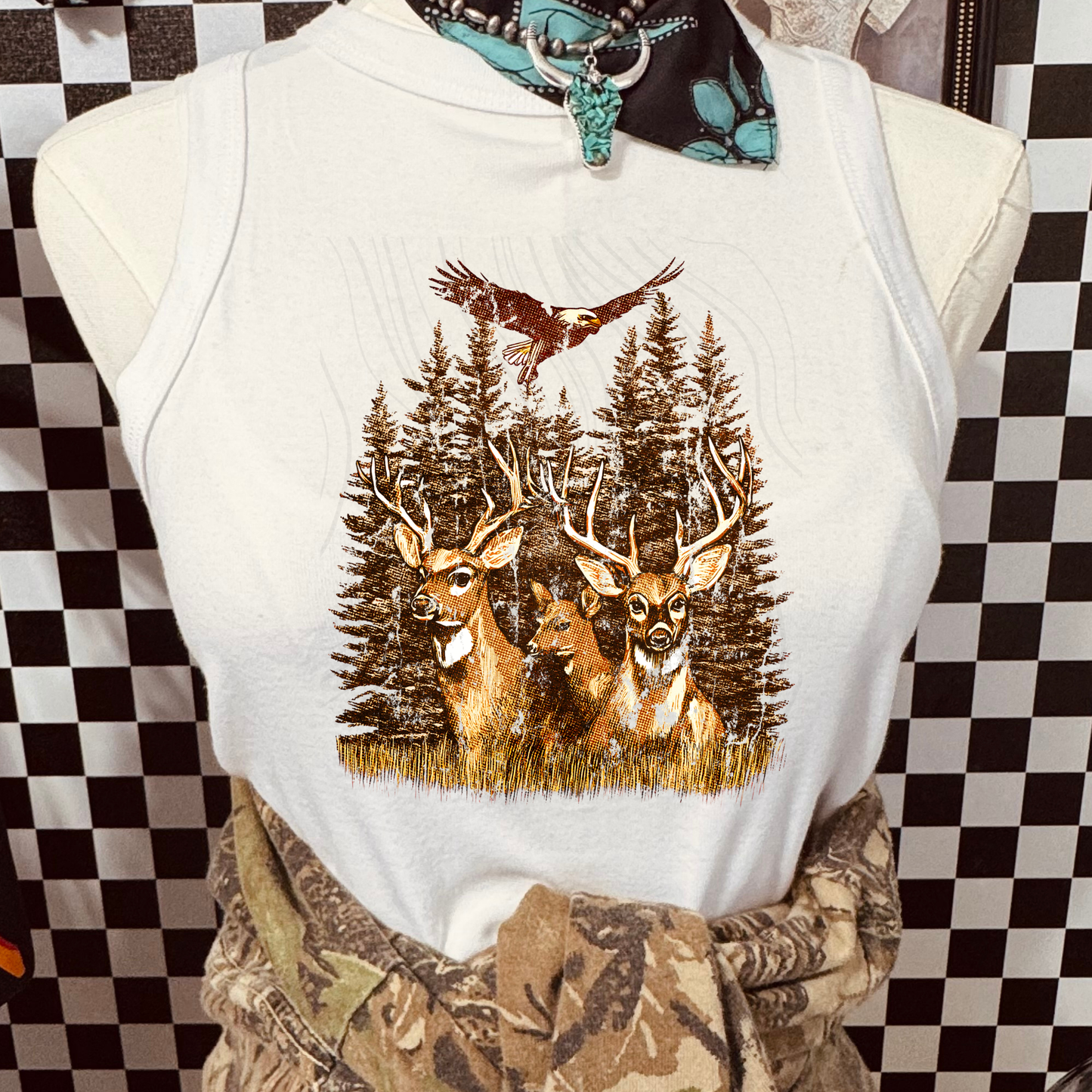 Vintage Deer Eagle Transfer