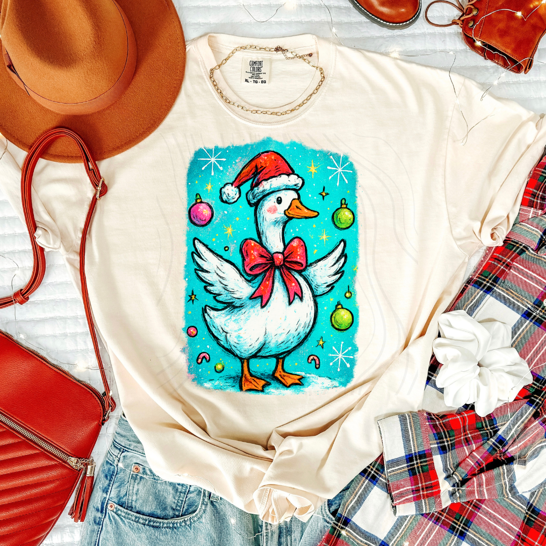 Watercolor Christmas Goose Transfer