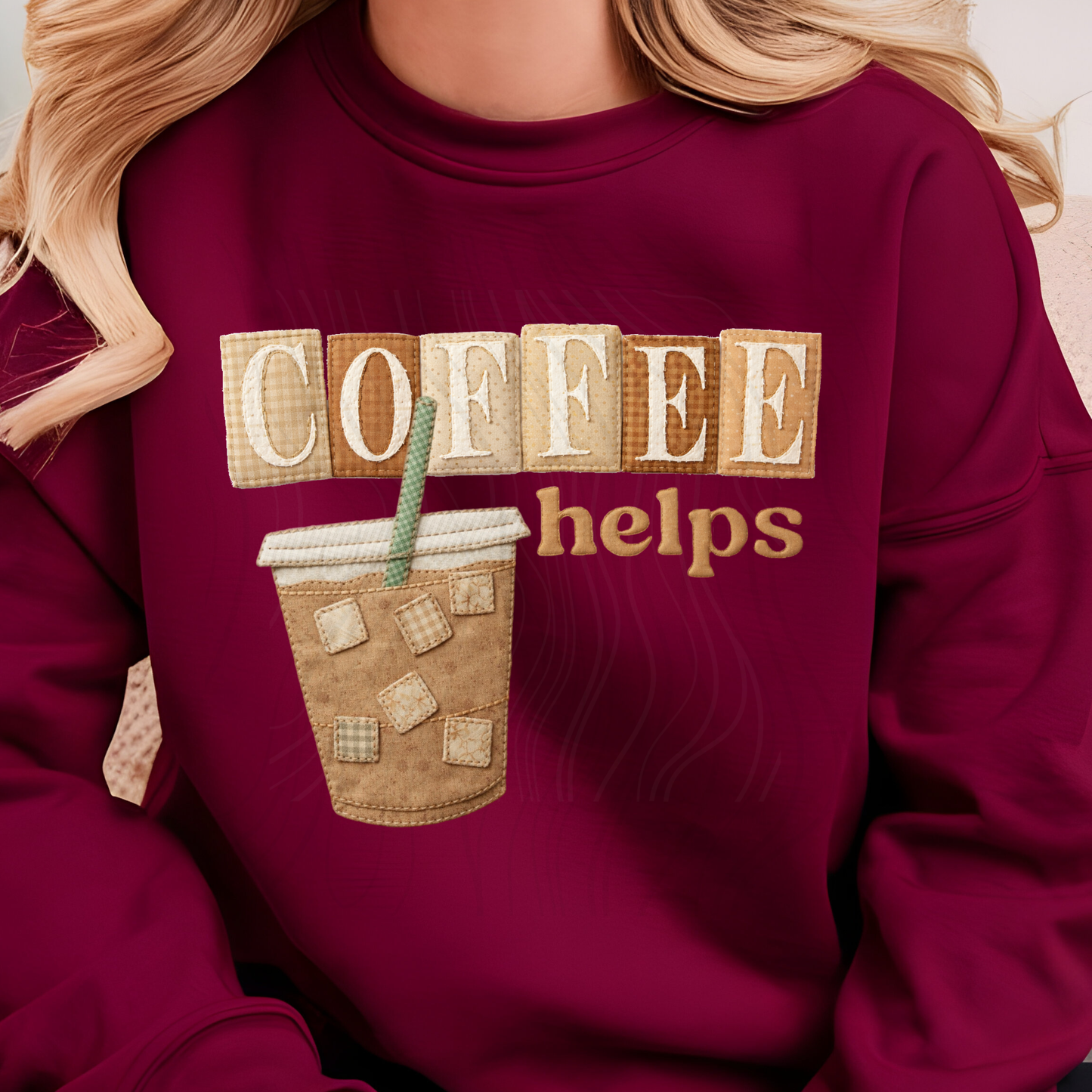 Coffee Helps Faux Quilted Transfer