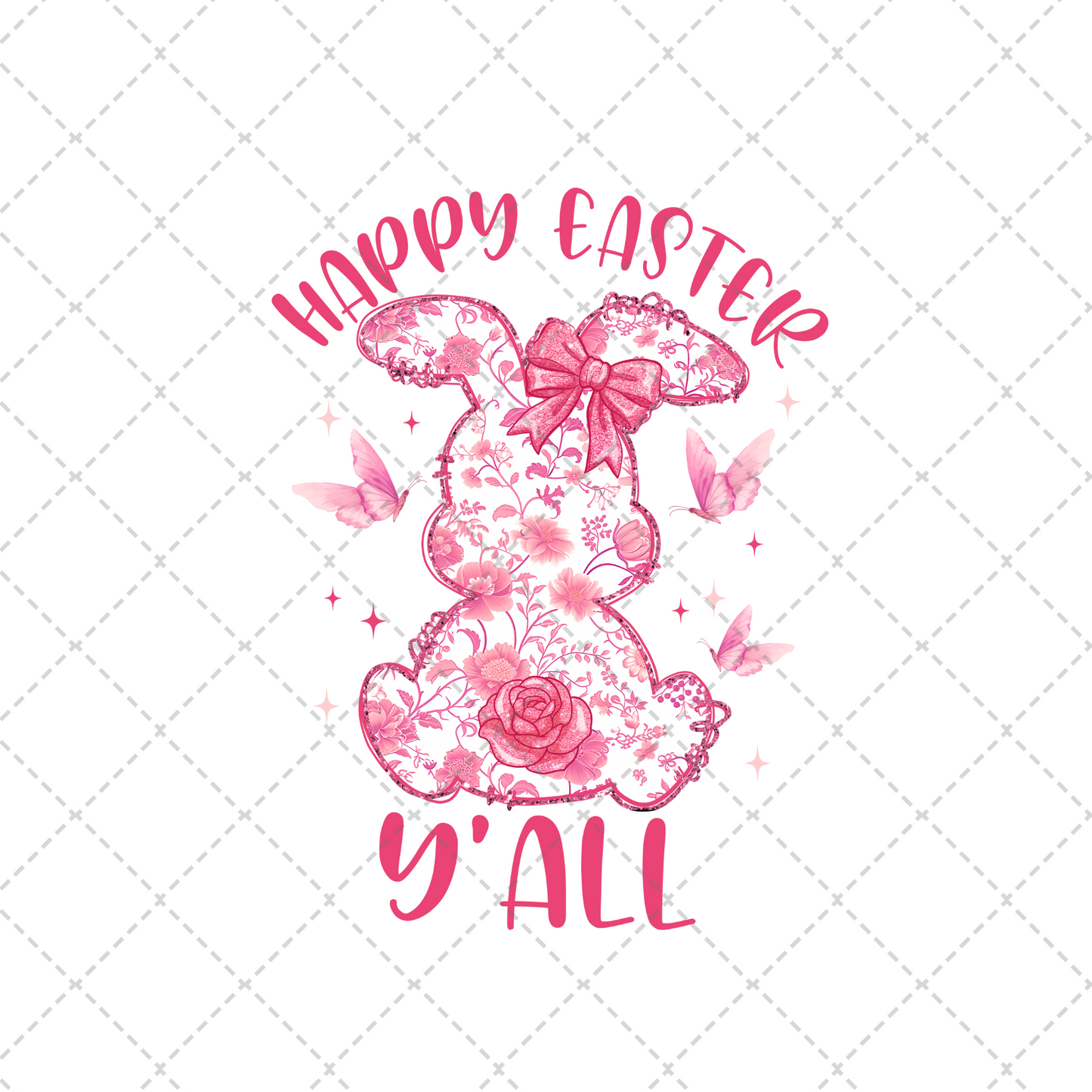 Pink Floral Happy Easter Y'all Transfer