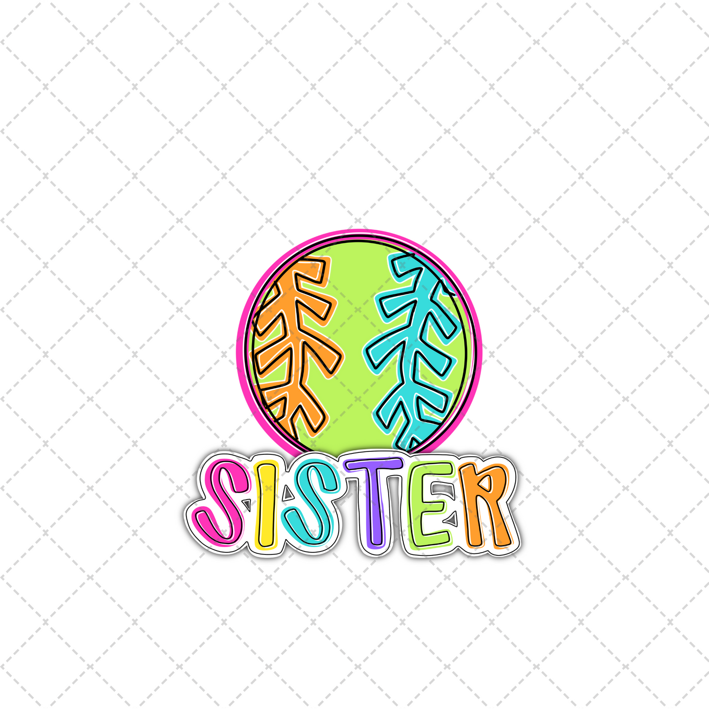 Bright Dotty Softball Sister Transfer ** TWO PART* SOLD SEPARATELY**