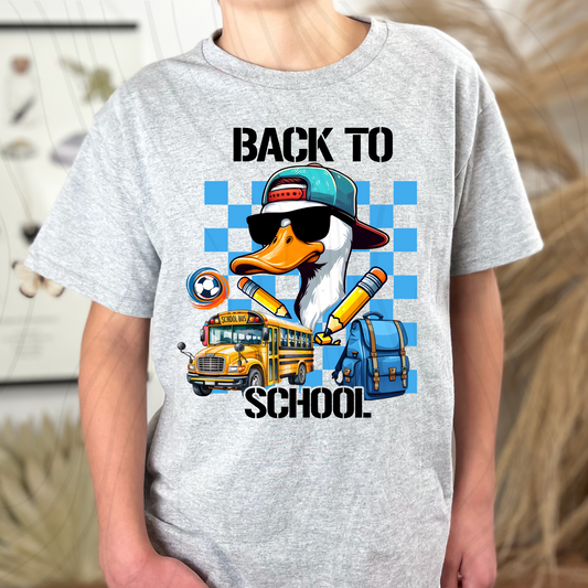 Back To School Checkered Duck Transfer