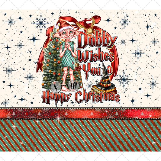 Happy Christmas Dobie Tumbler Transfer