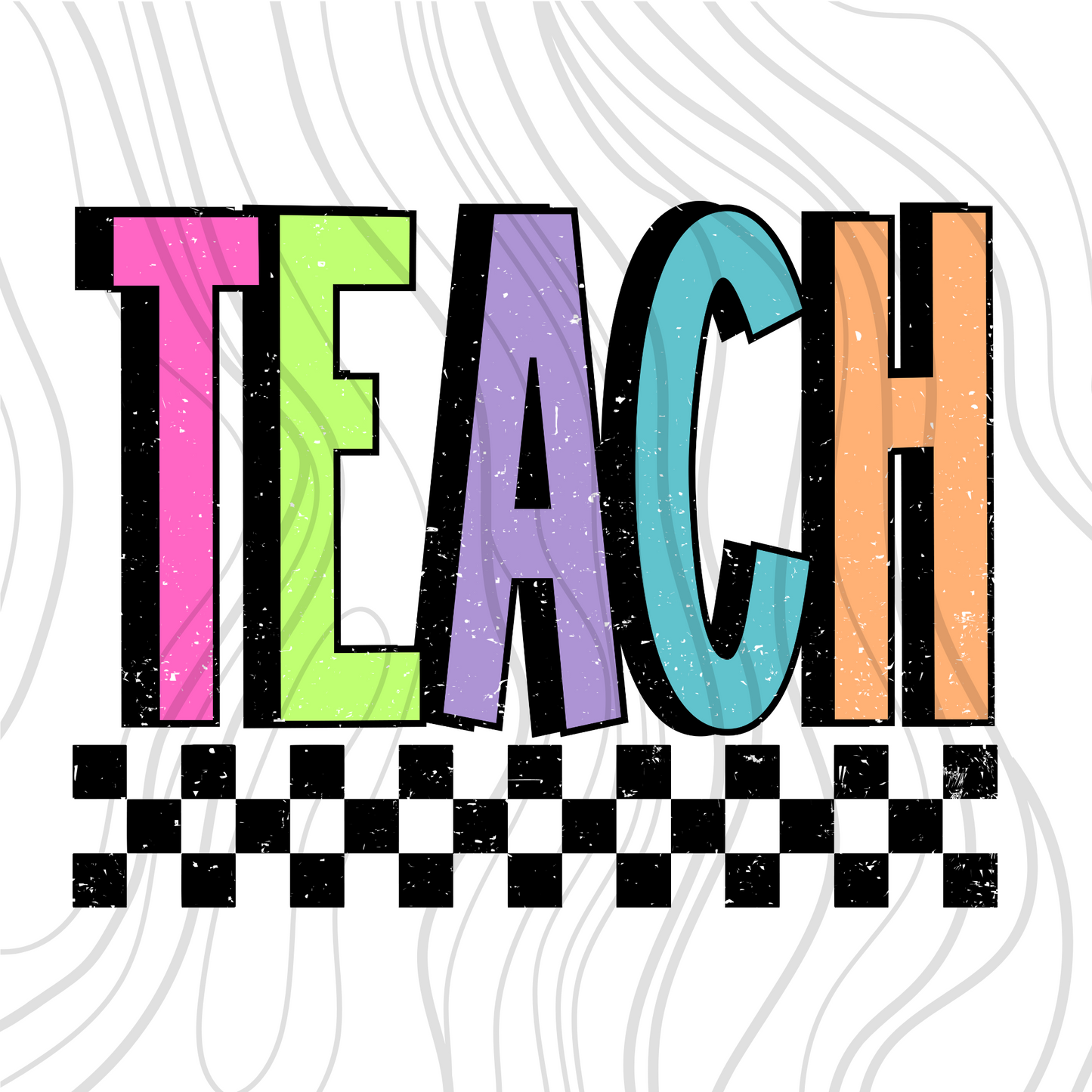 Checkered Neon Teach Transfer