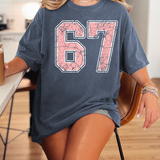 67 Pink Destressed Transfer