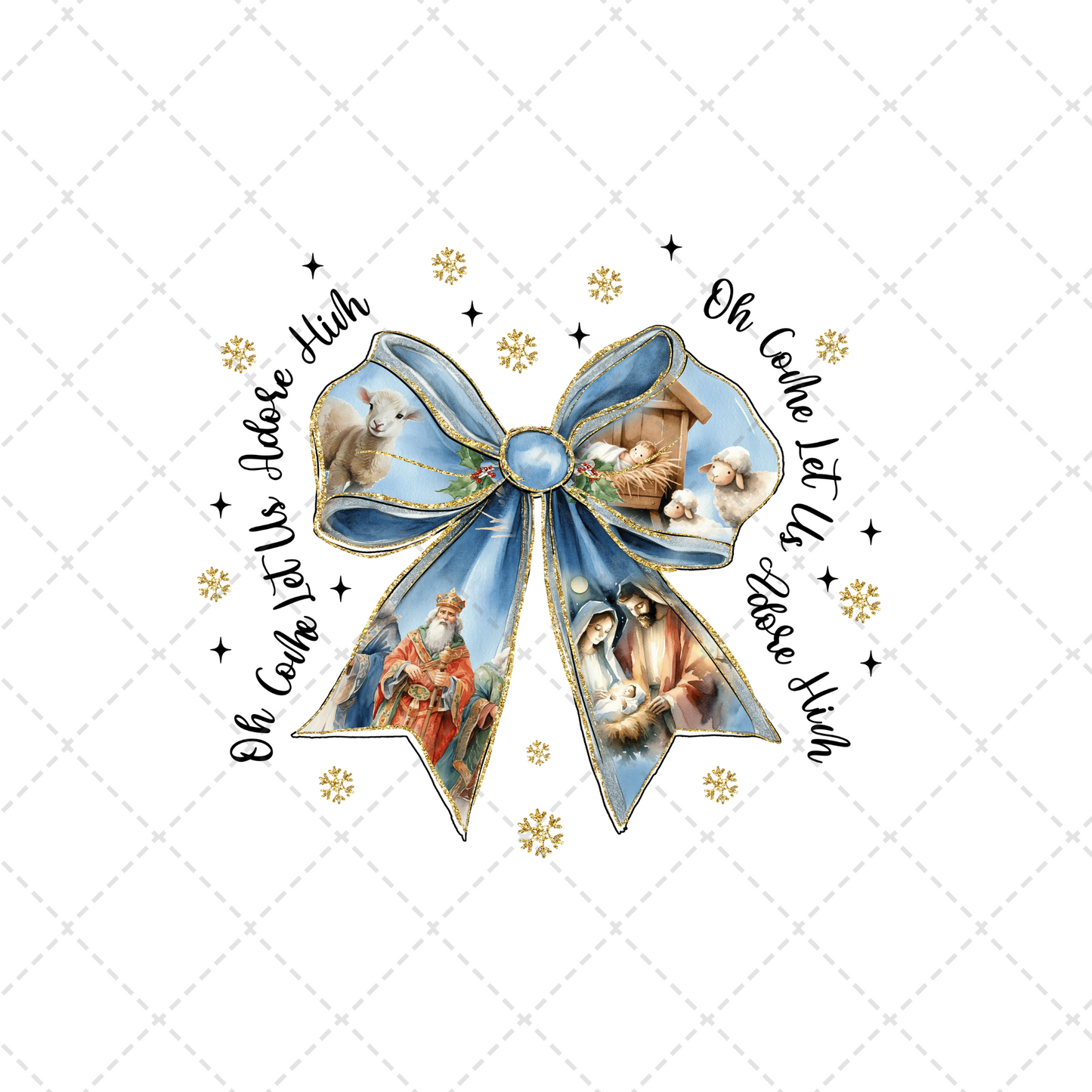 Coquette Nativity Bow Transfer