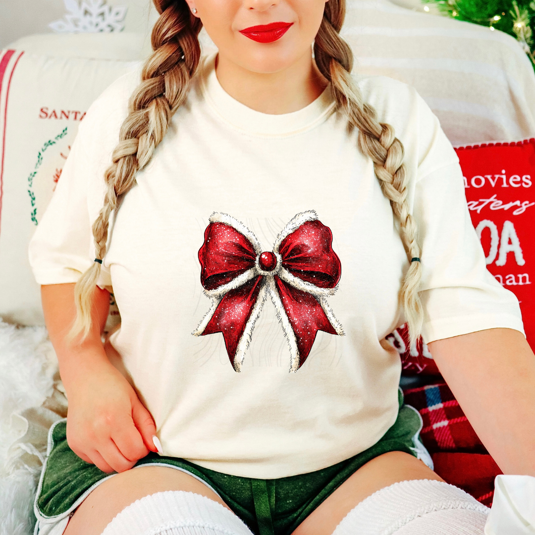 Santa Christmas Bow Transfer