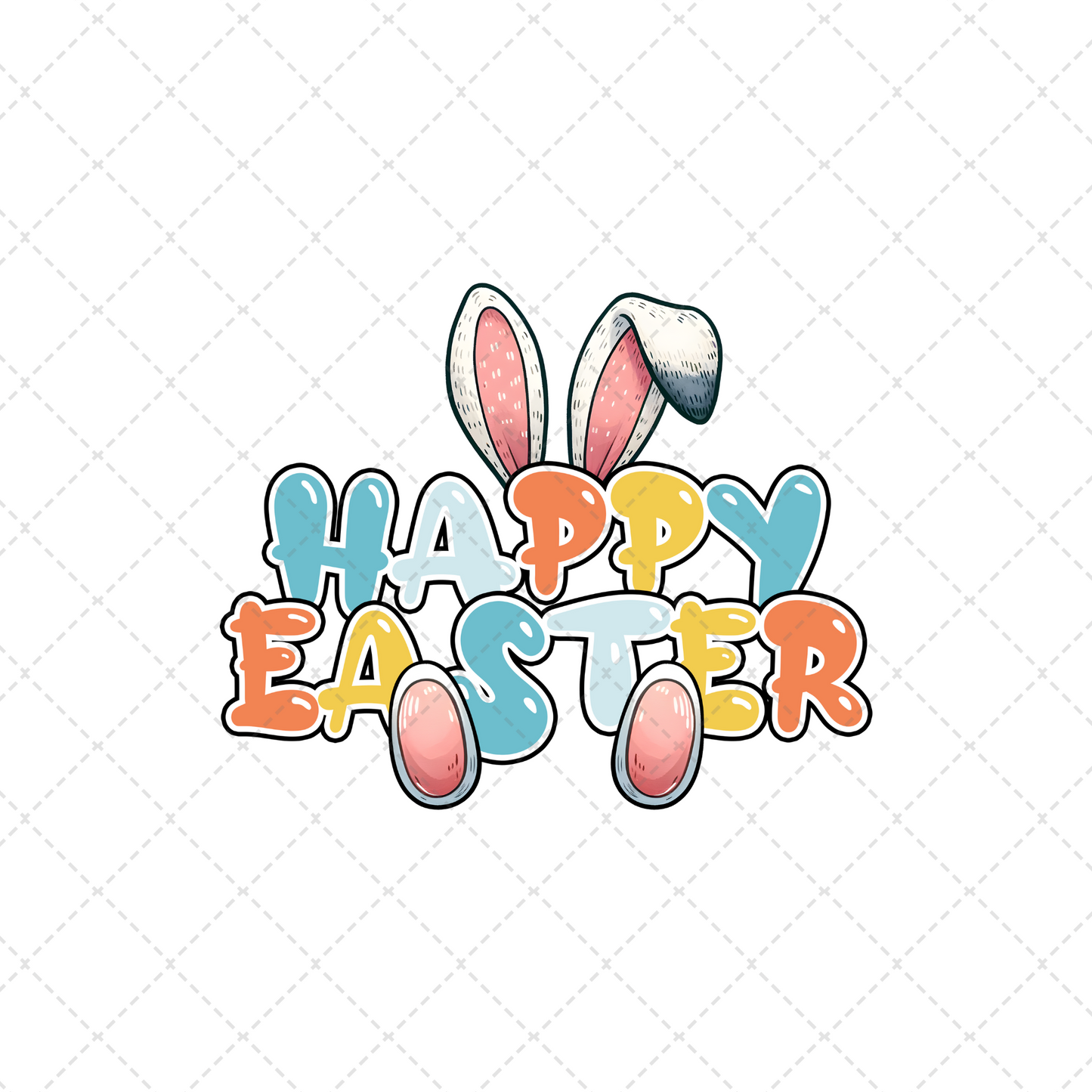 Happy Easter Blue Transfer