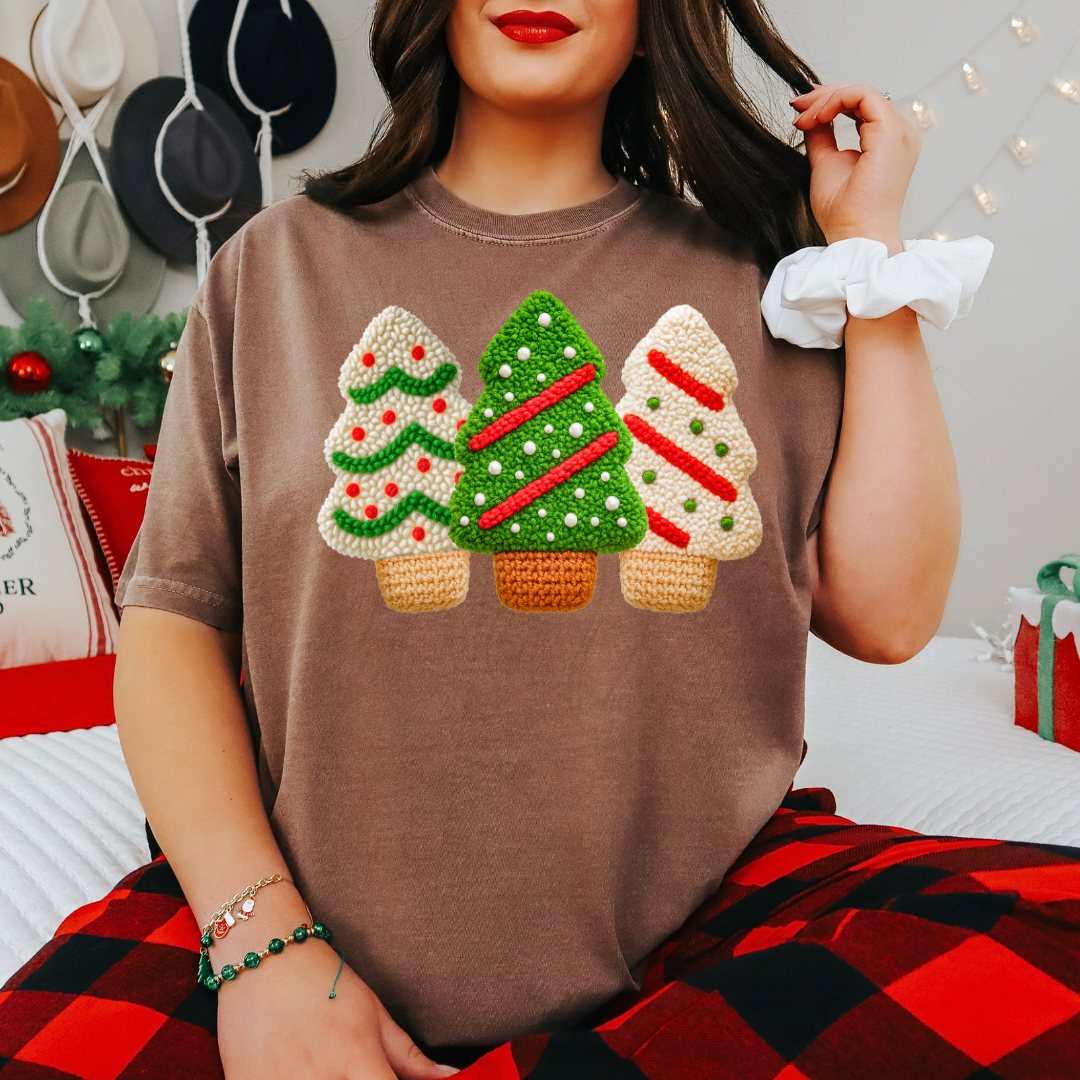 Christmas Tree Cakes Faux Yarn Transfer