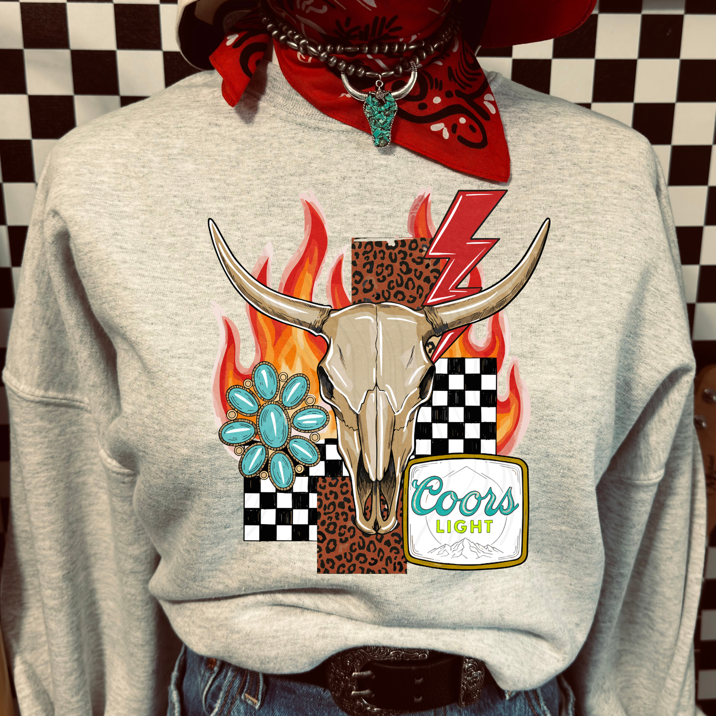 Western Bull Skull Transfer