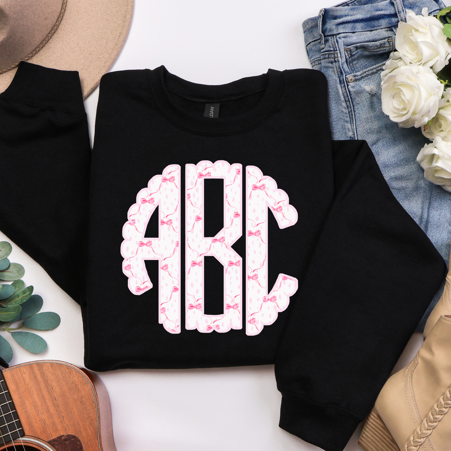 Pink Coquette Bow - Custom Monogram Transfer