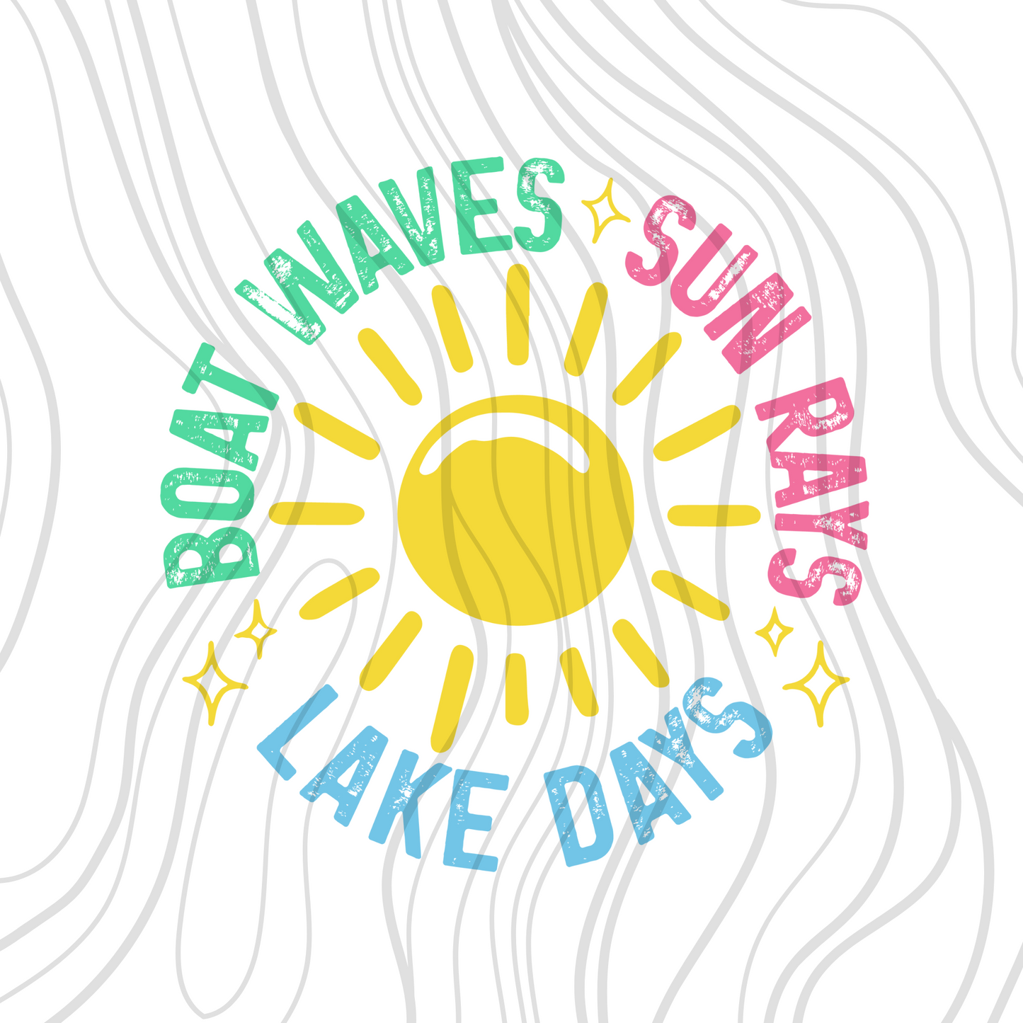 Boat Waves Lake Days Transfer ** TWO PART* SOLD SEPARATELY**