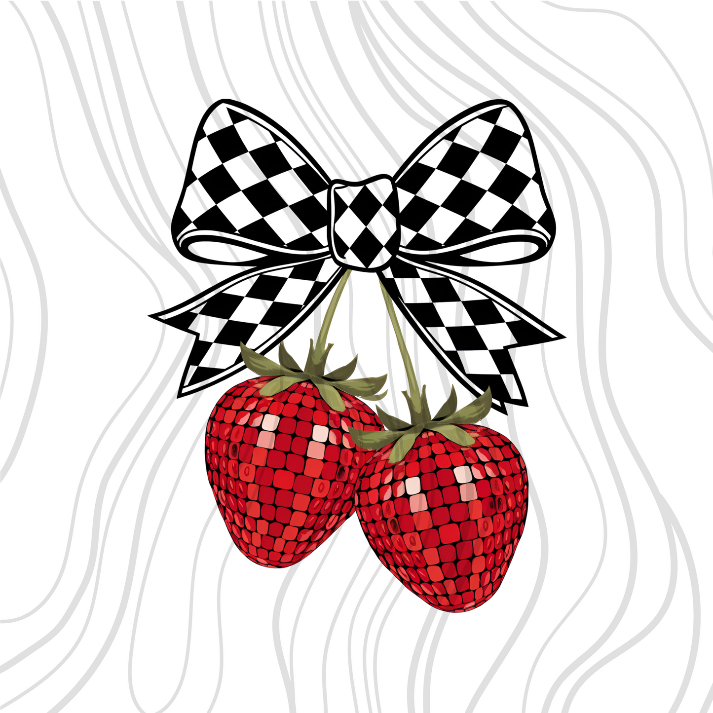 Disco Strawberry Bow Transfer