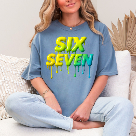 Yellow & Blue 67 Drip Transfer