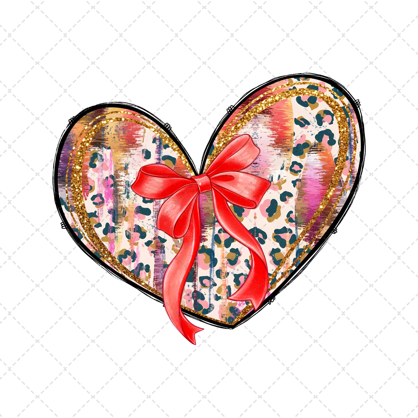 Valentines Day Heart Red Bow Transfer
