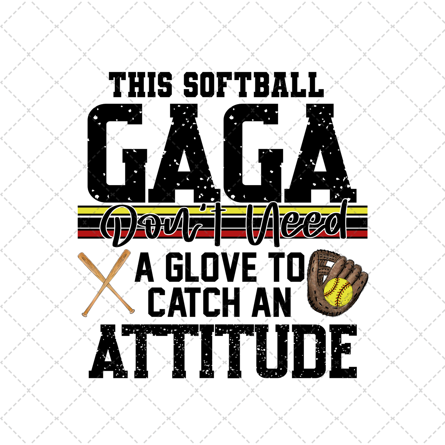This Softball Gaga Transfer ** TWO PART* SOLD SEPARATELY**
