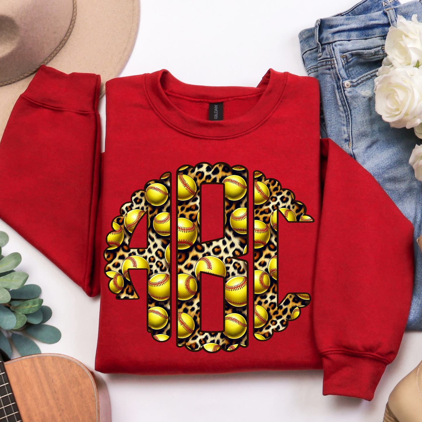 Soft Ball Leopard - Custom Monogram Transfer