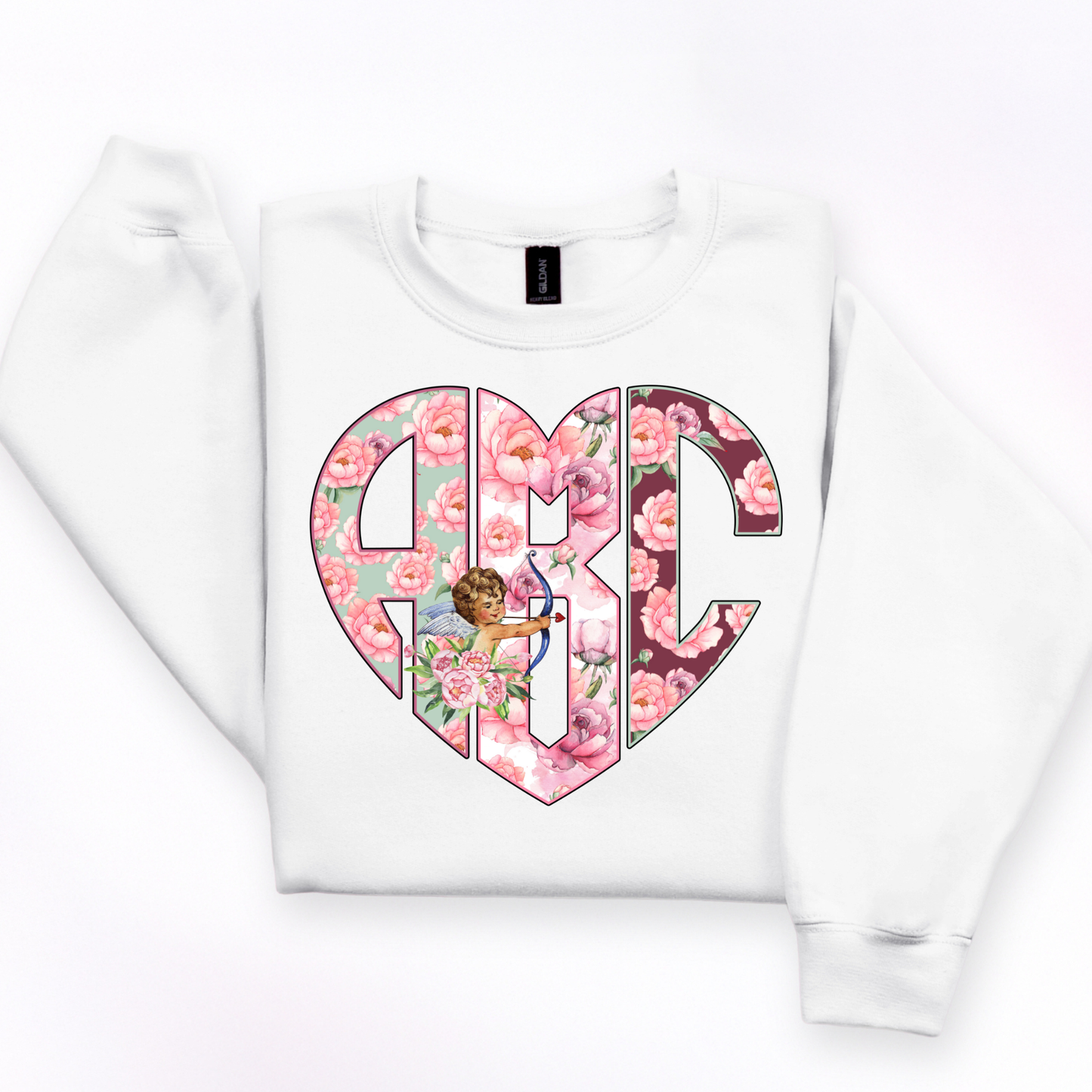 Floral Cupid - Custom Monogram Transfer