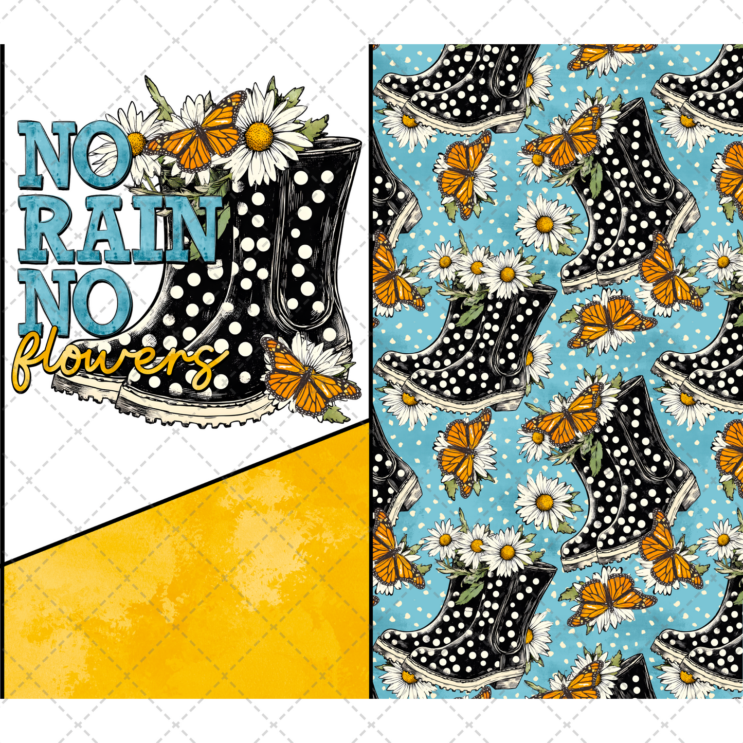 No Rain No Flowers Tumbler Transfer