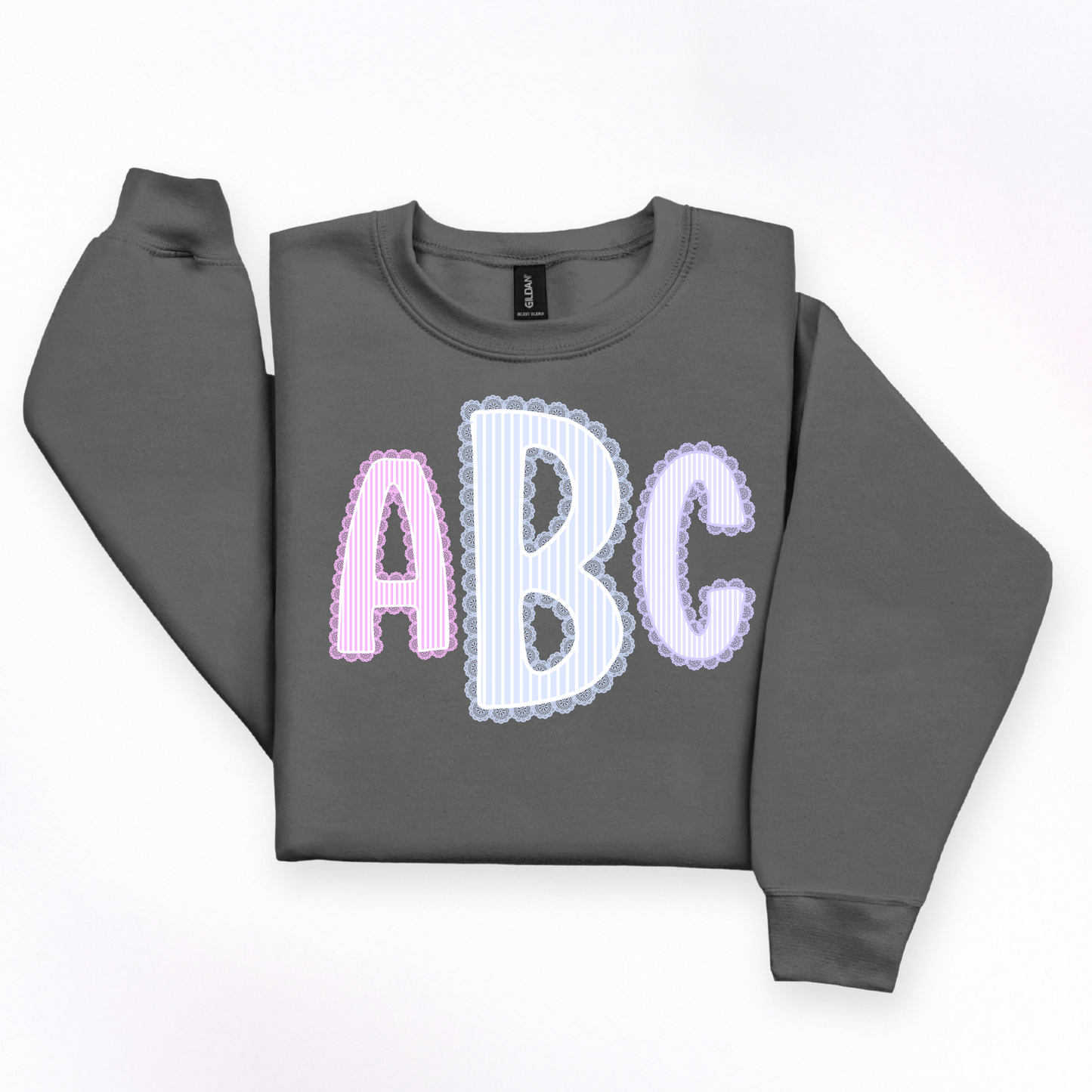 Preppy Lace Trim - Custom Monogram Transfer