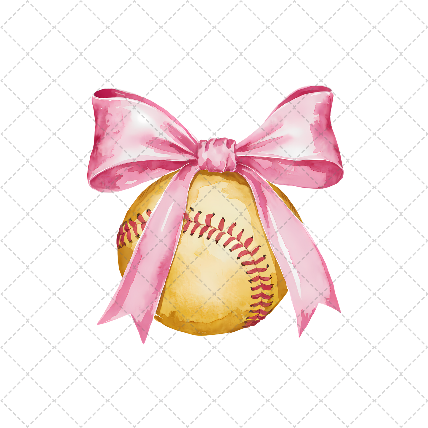 Softball Pink Bow Transfer