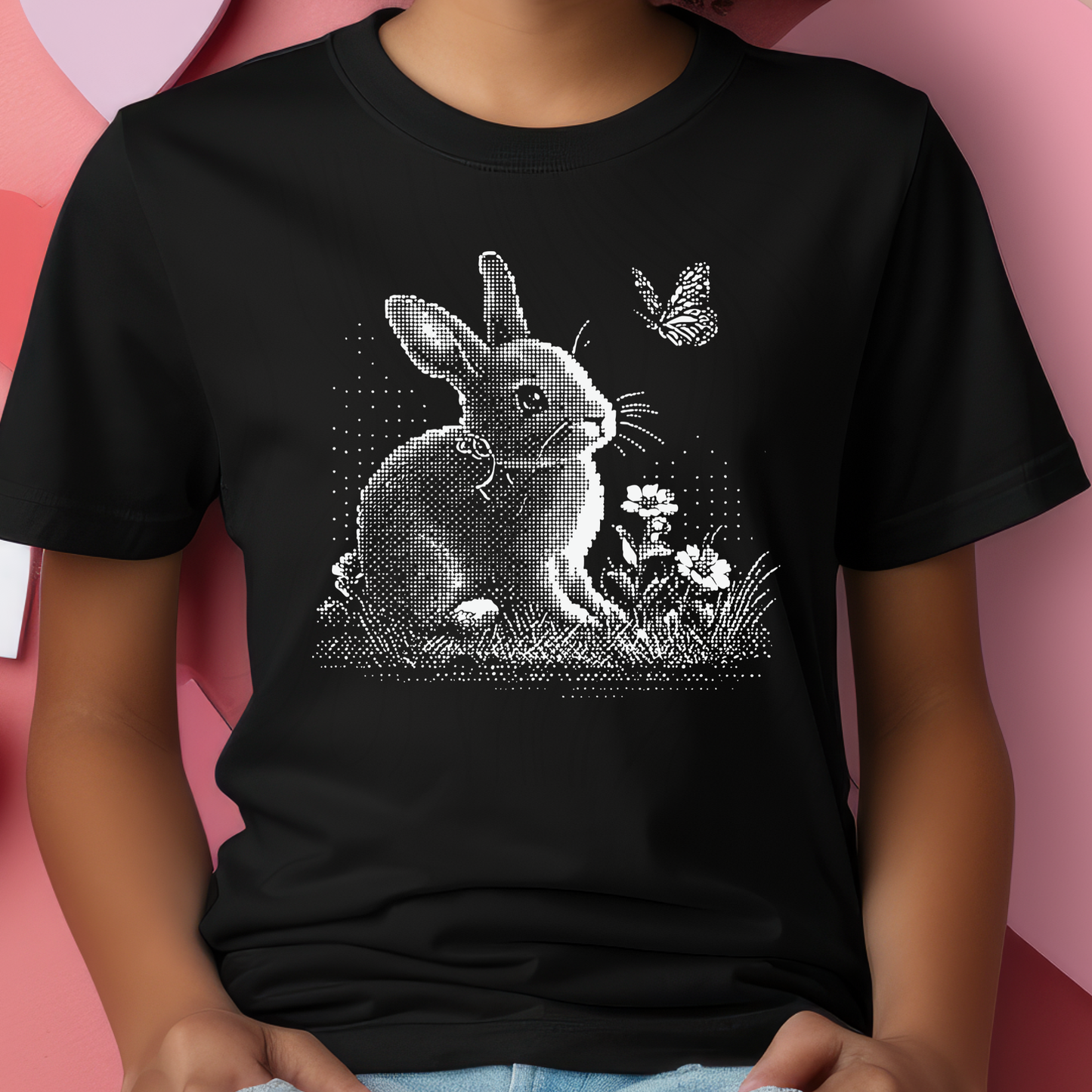 Halftone Bunny Easter Transfer