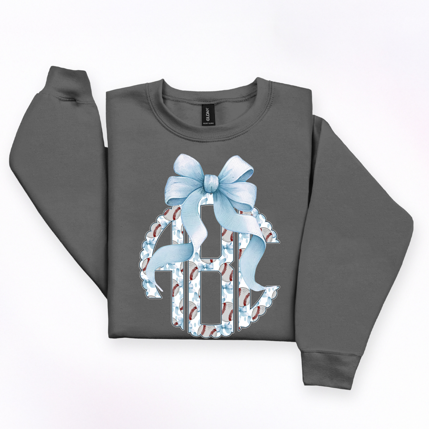 Baseball Bow Scalloped- Custom Monogram Transfer