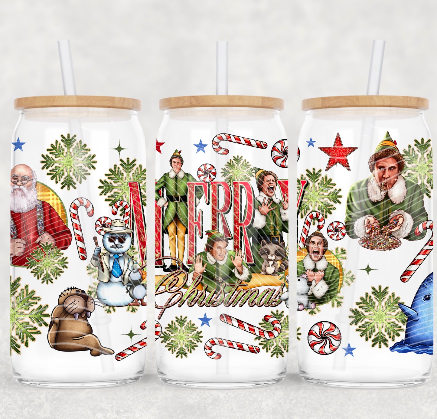Buddy Merry Christmas 16oz Libbey Wrap Transfer
