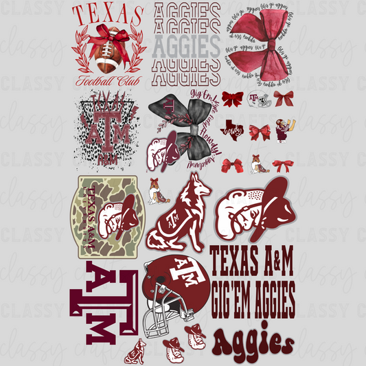 TX.A&M Football - 30x48 -PREMADE GANG SHEET