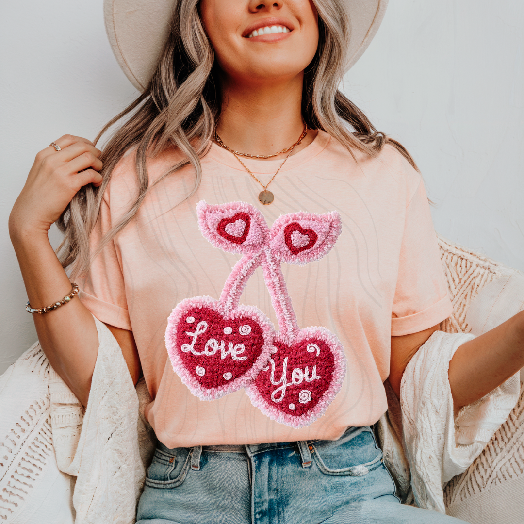 Love Cherries Faux Yarn Transfer