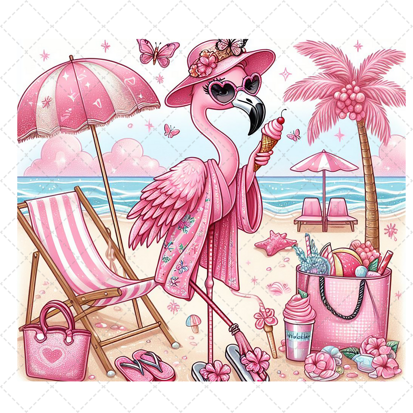 Summer Flamingo Tumbler Transfer