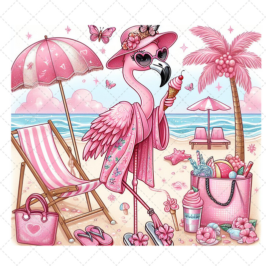 Summer Flamingo Tumbler Transfer