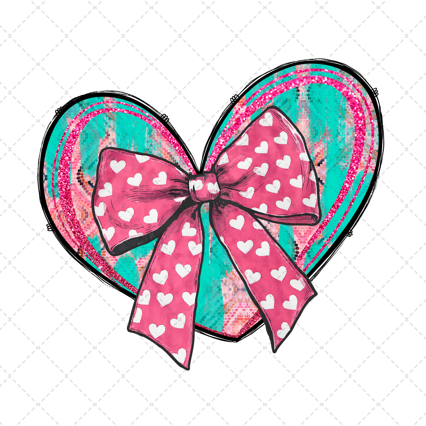 Valentines Day Heart Pink Heart Bow Transfer