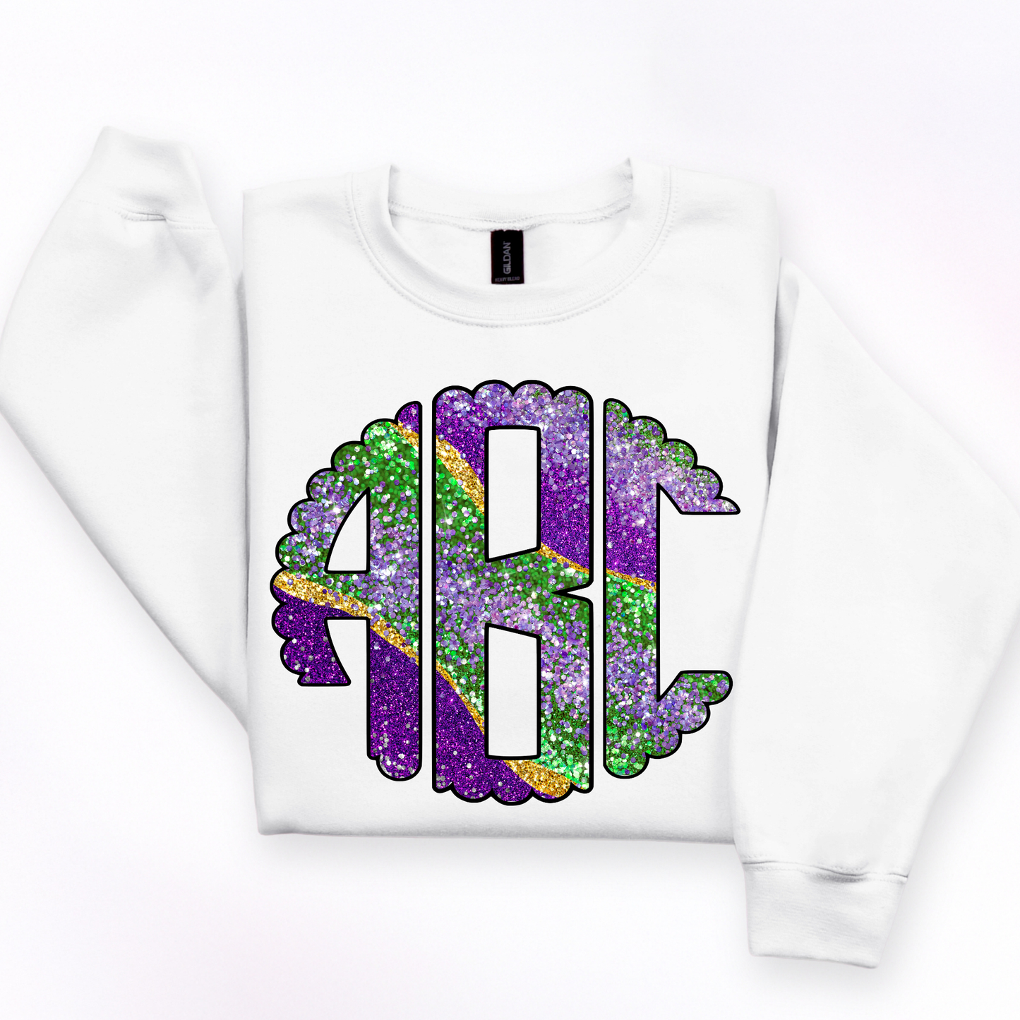 Mardi Gras Marble Glitter - Custom Monogram Transfer